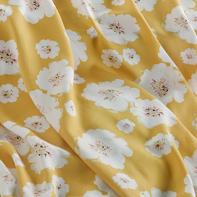 Bunga putih dicetak pada indah - Soft Summer Yellow Clothing ulasan dan harga